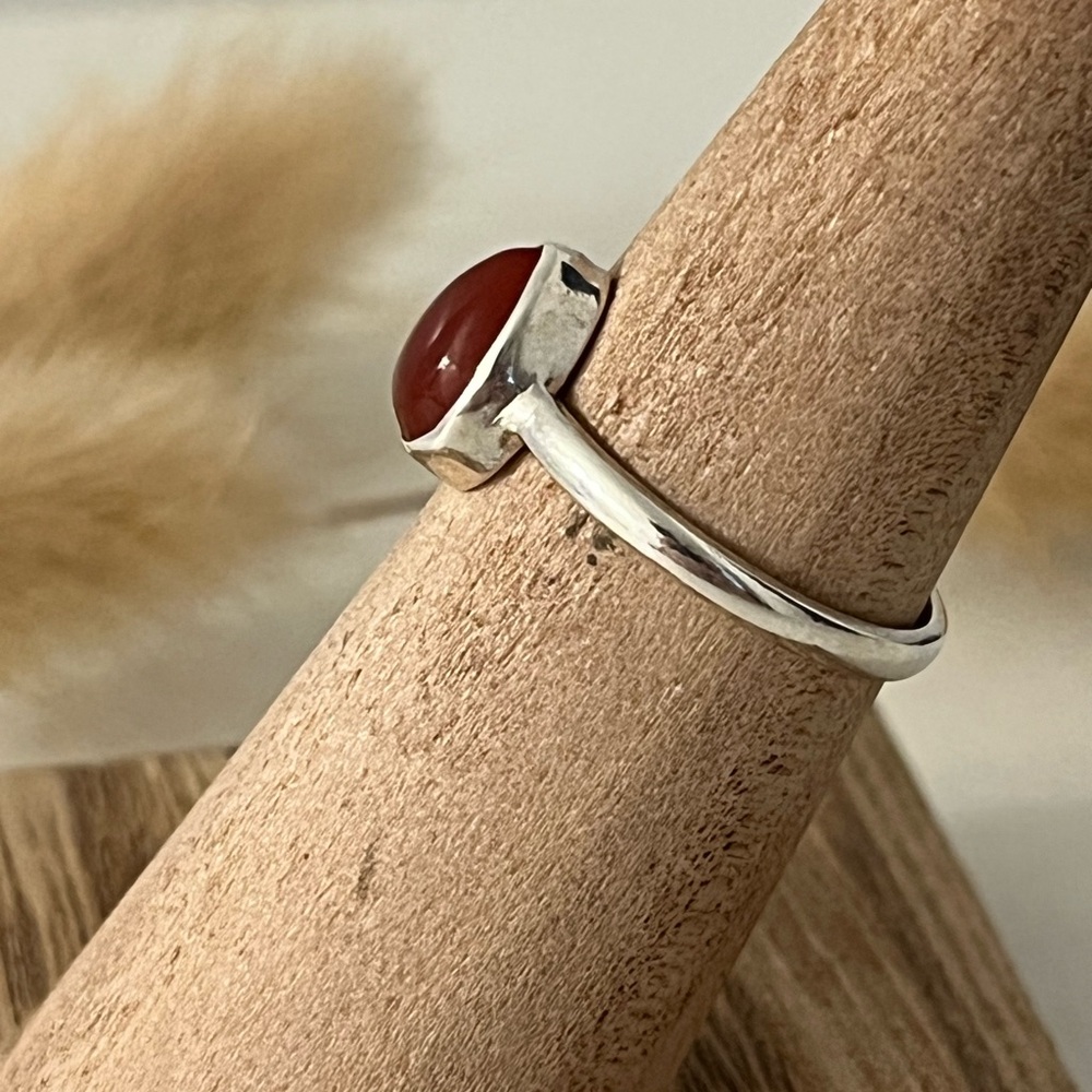 Solid 925 Sterling Silver Carnelian Gemstone Ring… - image 3